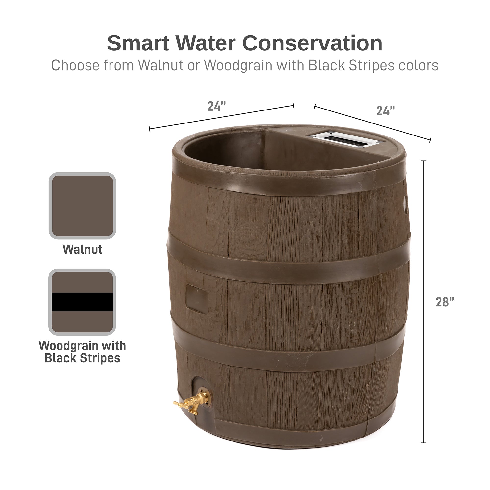 35 Gallon Round Rain Barrel With Planter