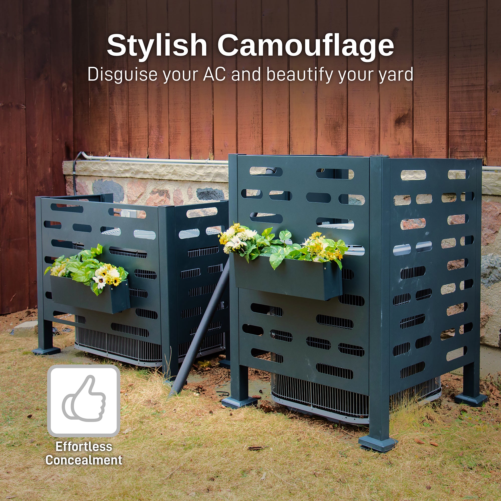 Premium Aluminum Air Conditioner Planter Screen - Extra Hanging Planter