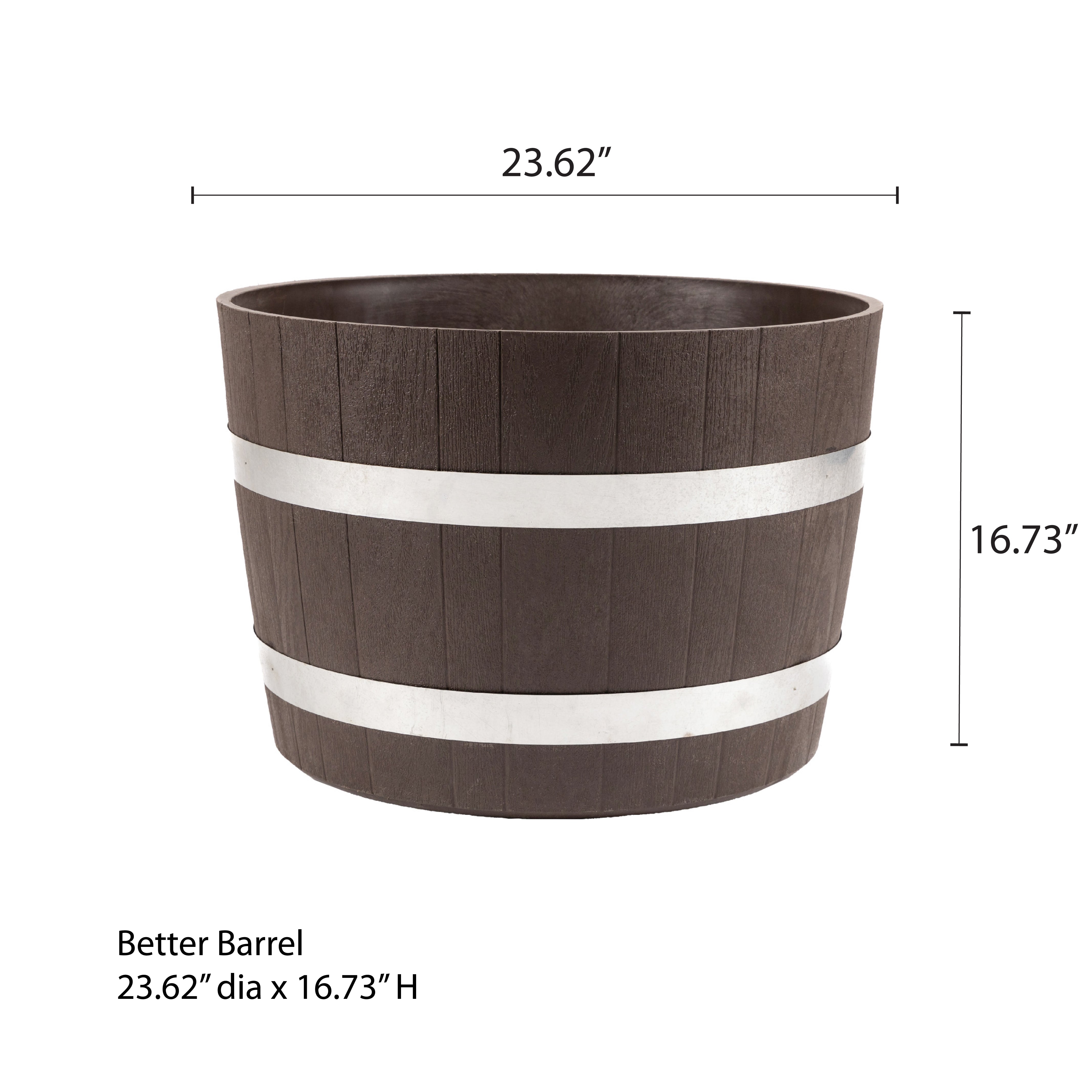 2 Pack Better Barrel Planter, Walnut Color