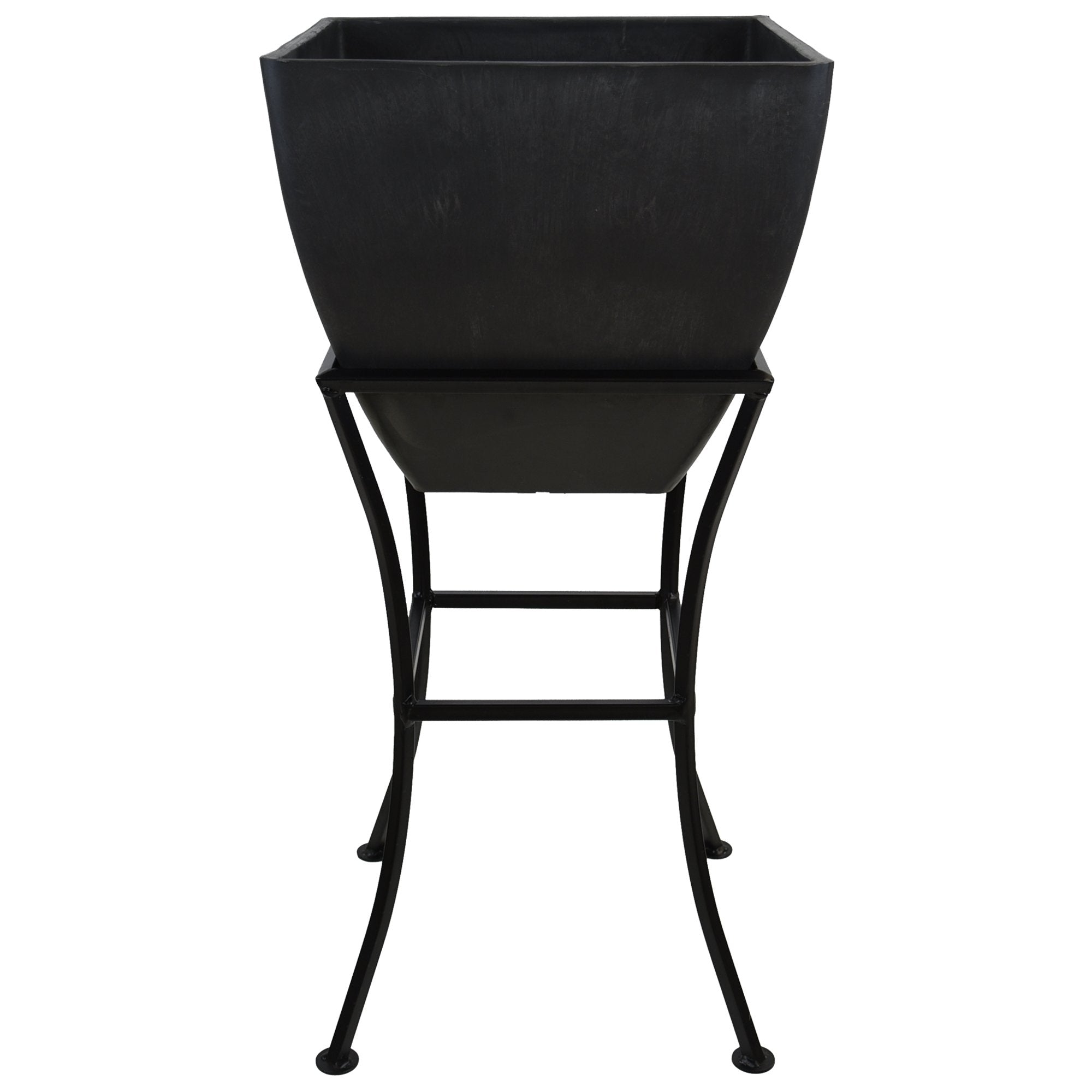 12x12 graphite square planter with a stand on a white background