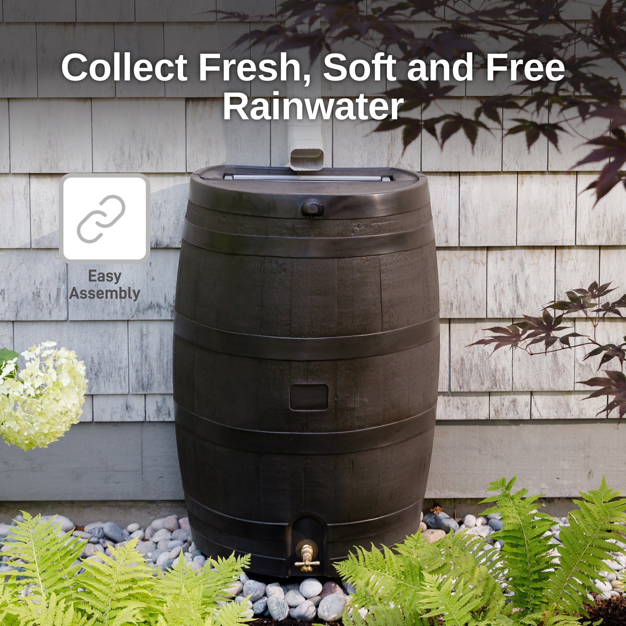 50 Gallon Flat Back Rain Barrel