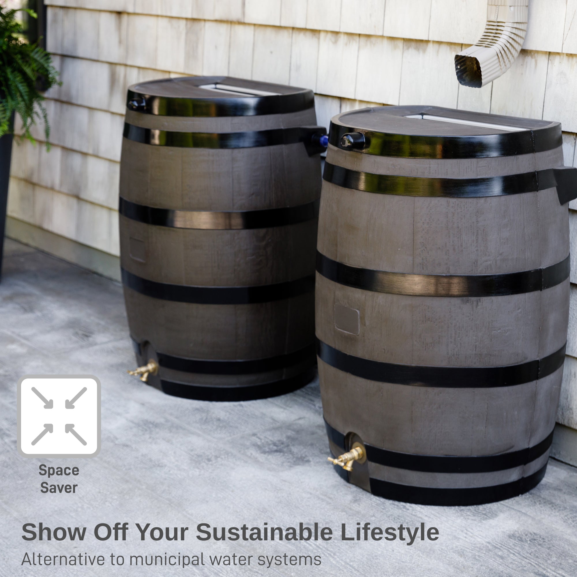 50 Gallon Flat Back Rain Barrel