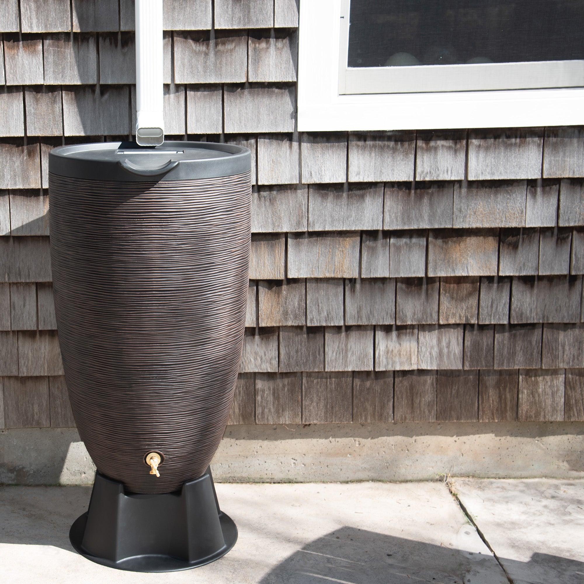 50 Gallon Newport Rain Barrel with Removable Lid and Stand