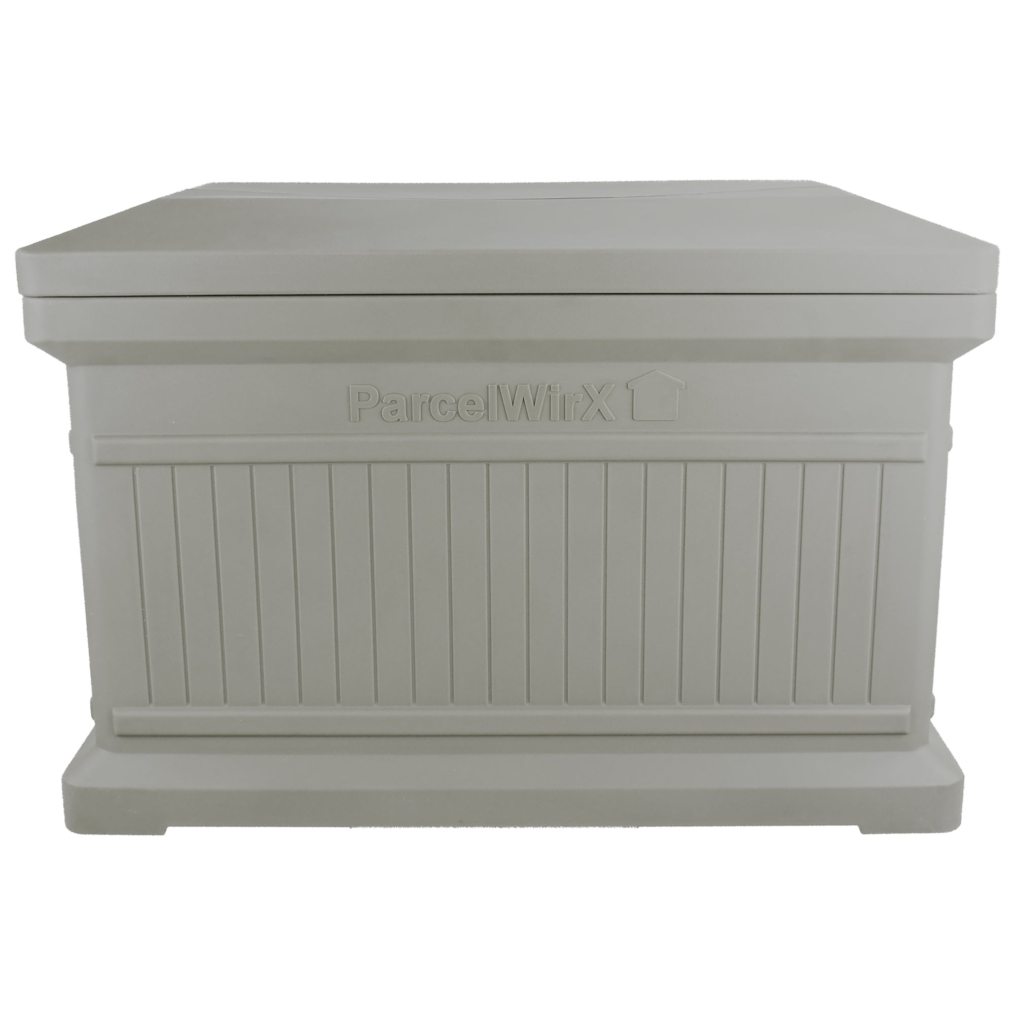 Prestige Pewter ParcelWirx horizontal standard from the front with the lid on, white background