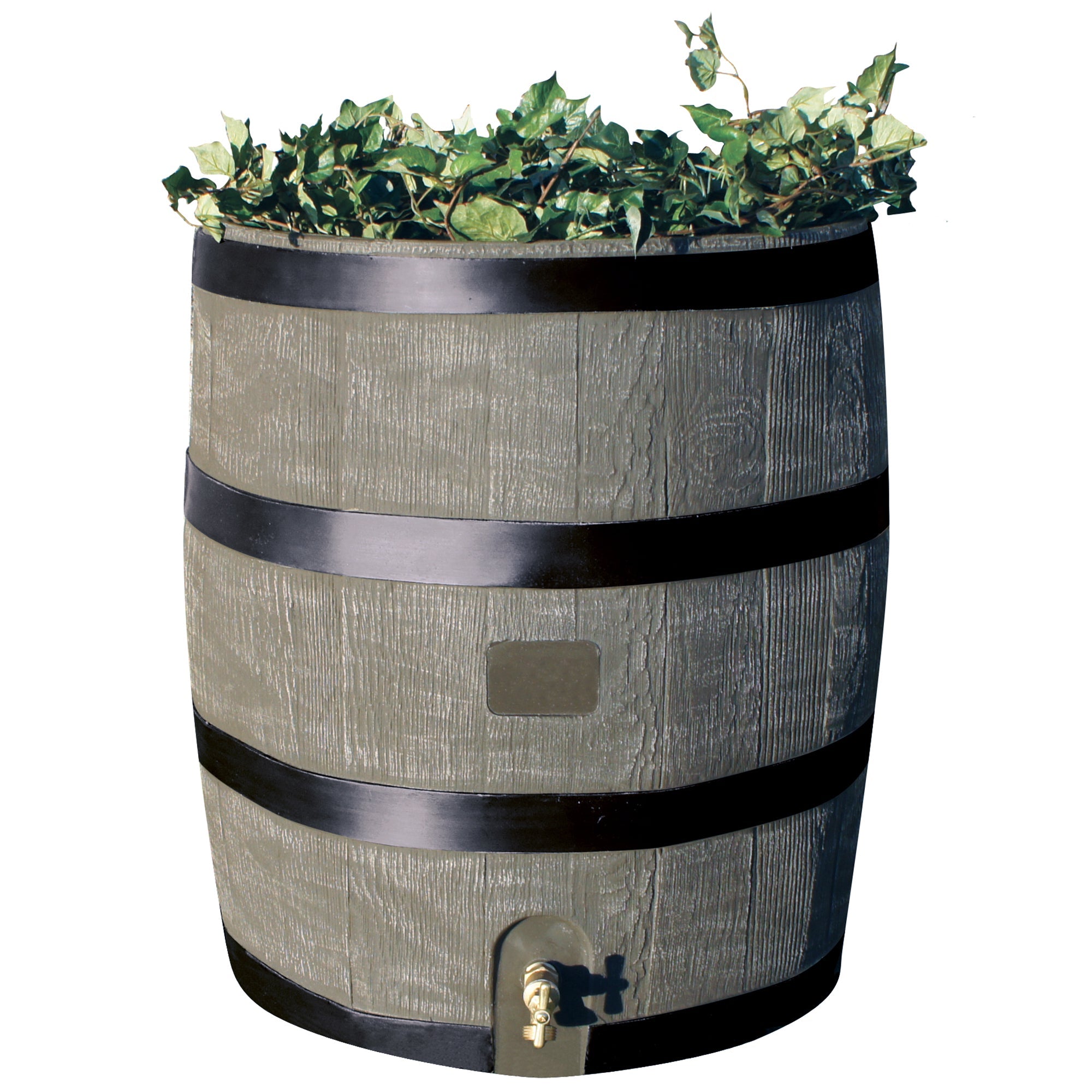 35 Gallon Round Rain Barrel With Planter