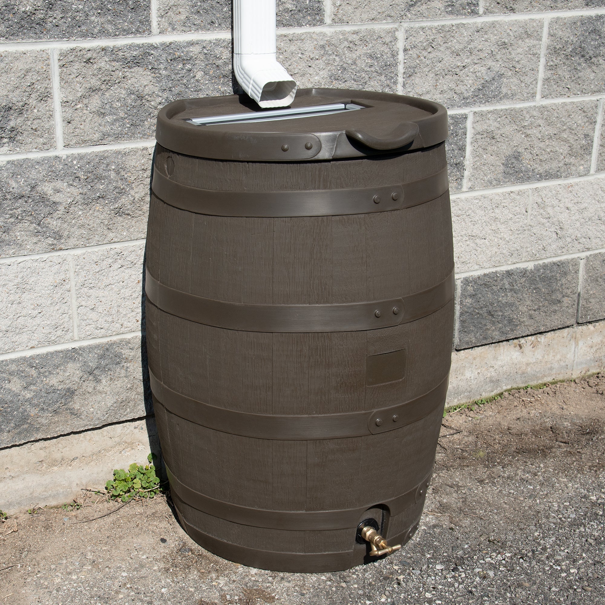 55 Gallon Premium Flat Back Rain Barrel with Removable Lid