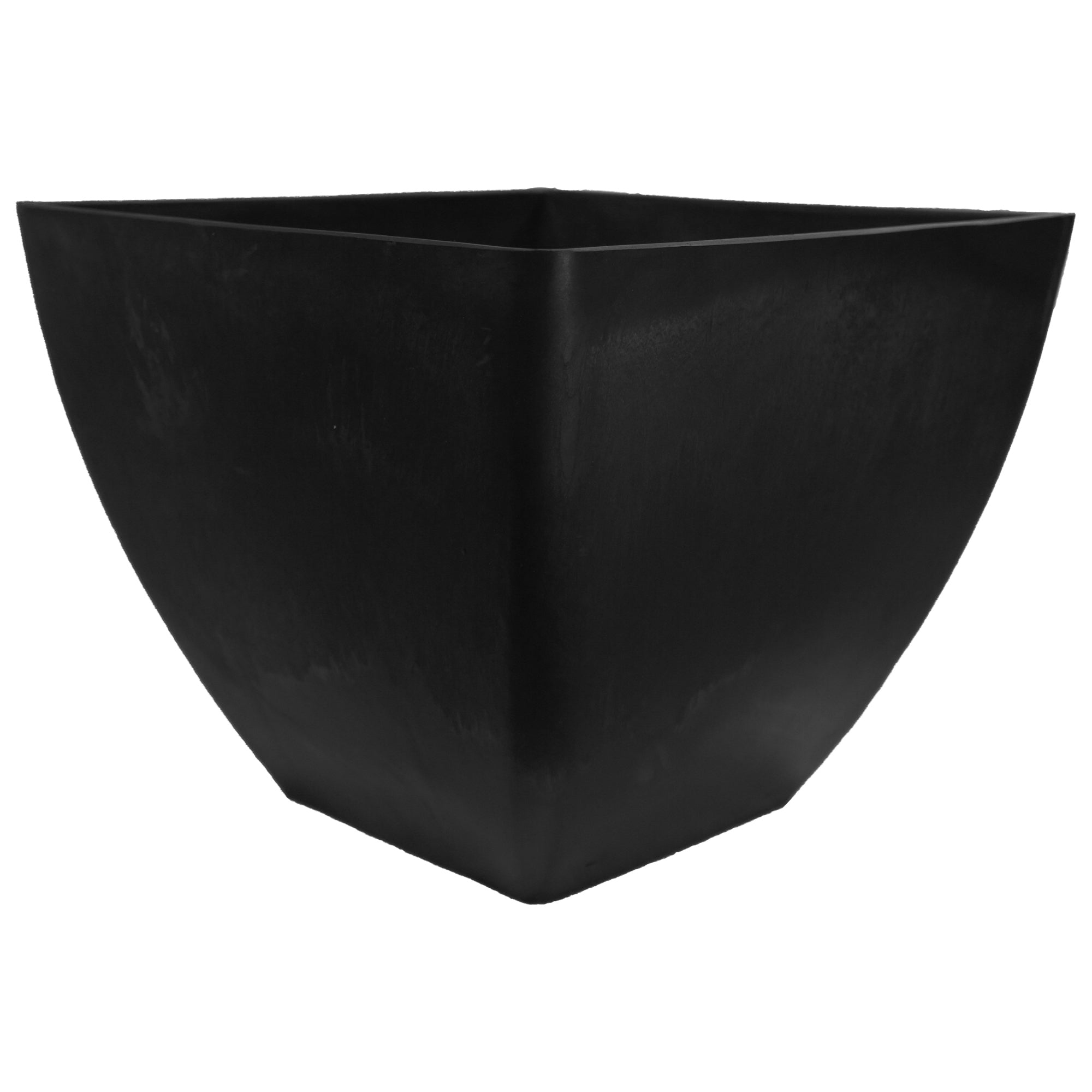 16 inch square planter in graphite on a white background