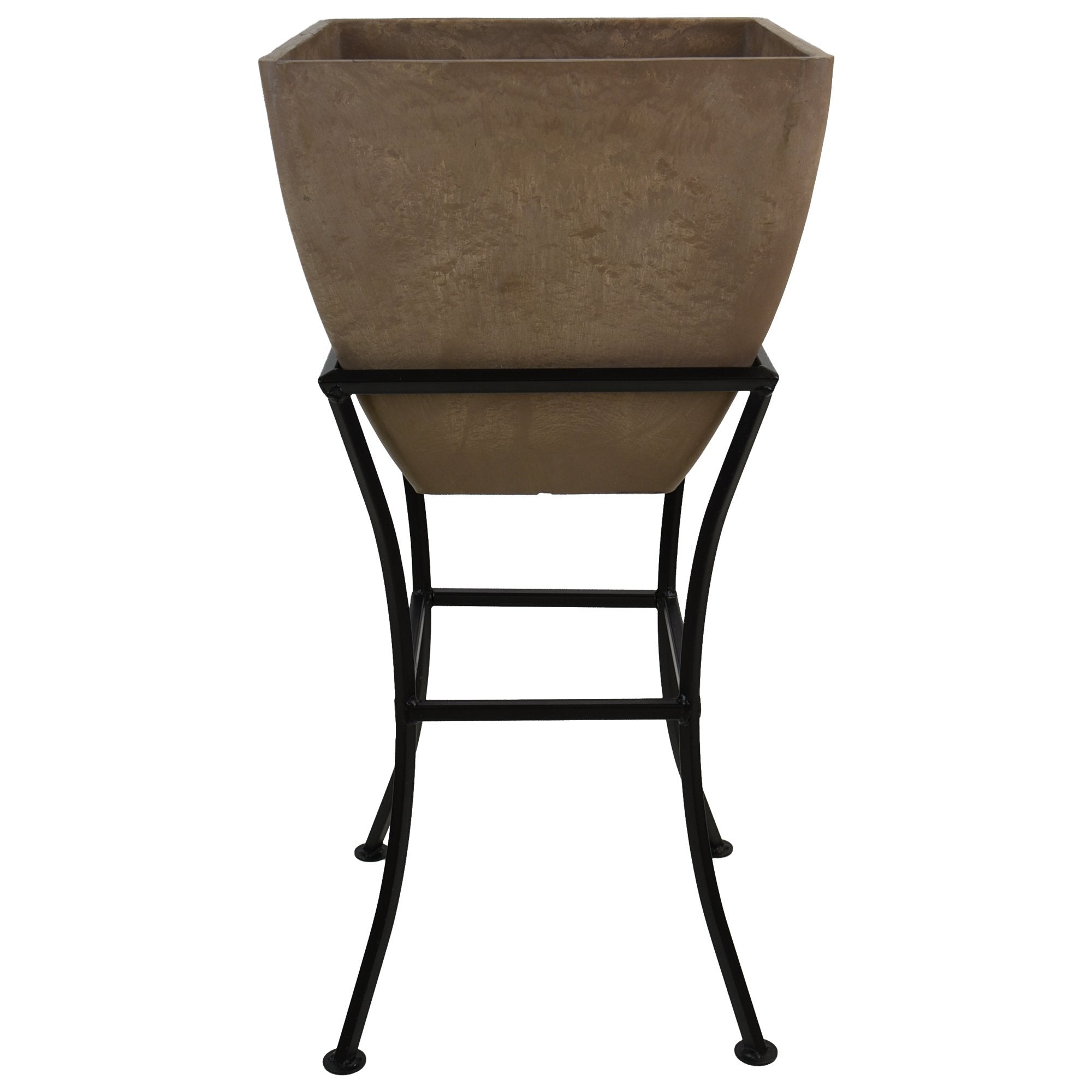 16x16 oak square planter with a stand on a white background